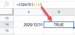 google sheets ISDATE FUNCTION 1