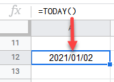 google sheets today function 2