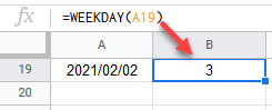 google sheets WEEKDAY FUNCTION 1