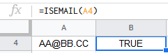 google sheets ISEMAIL function