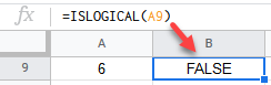 google sheets function islogical