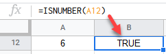 google sheets isnumber function
