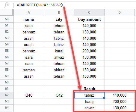 google sheets indirect function 3