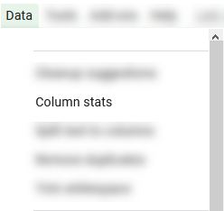 google sheets menu data column stats 1
