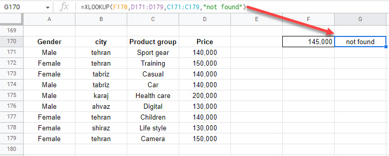 google sheets formula xlookup 1