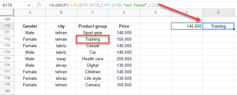 google sheets formula xlookup 2