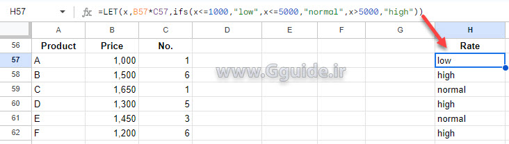 google sheets LET function 2