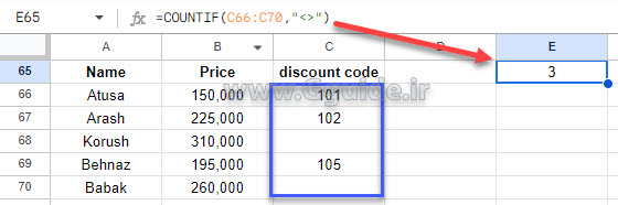 google sheets COUNTIF function 2