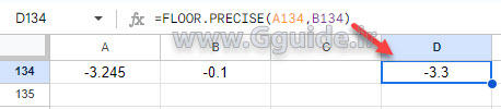 google sheets FLOOR.PRECISE function 3
