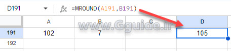 google sheets MROUND function