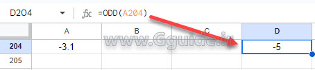 google sheets ODD function 2