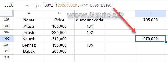 google sheets SUMIF function 3