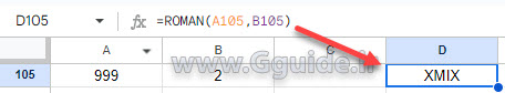 408 google sheets ROMAN function 3
