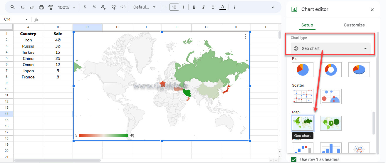map geo chart in google sheets 1