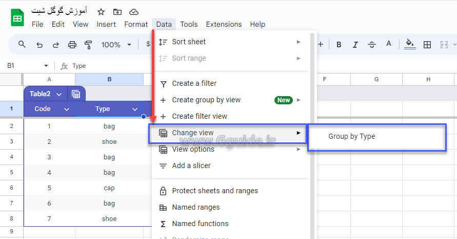 google sheets Table group by column 6