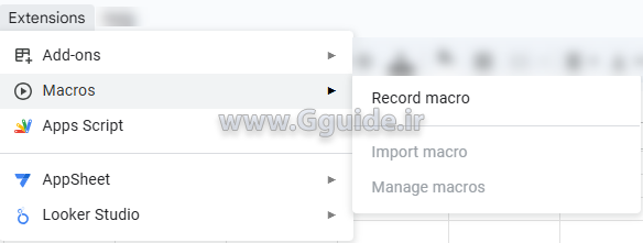 منوی Extensions گوگل شیت 3