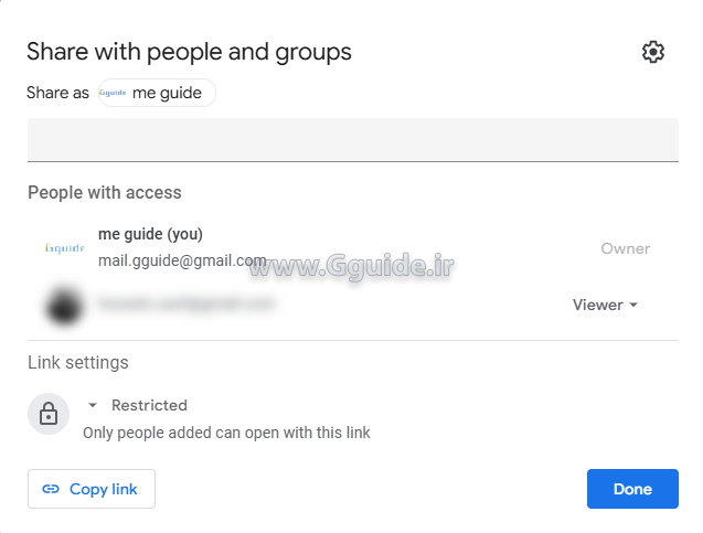 تنظیمات اشتراک گذاری گزارش لوکر استودیو looker studio 2