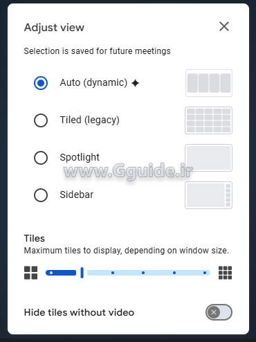 تنظیمات جلسه در گوگل میت Google Meet 2