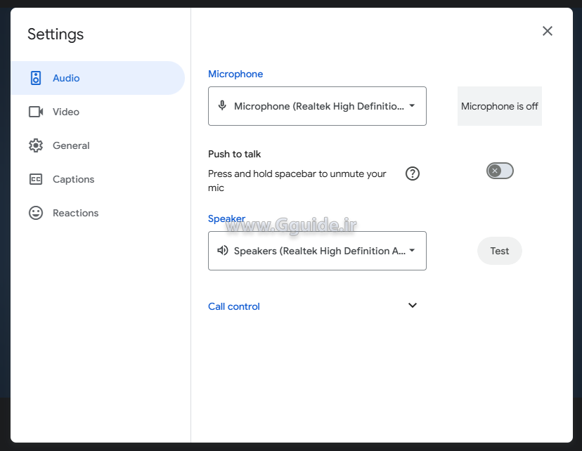 تنظیمات جلسه در گوگل میت Google Meet 5